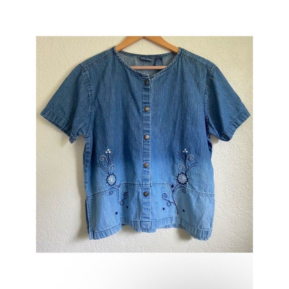 Vintage Jane Ashley Blue Ombré Denim Top
